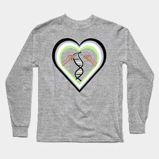 Agender Pride Flag Knitted DNA Heart Long Sleeve T-Shirt